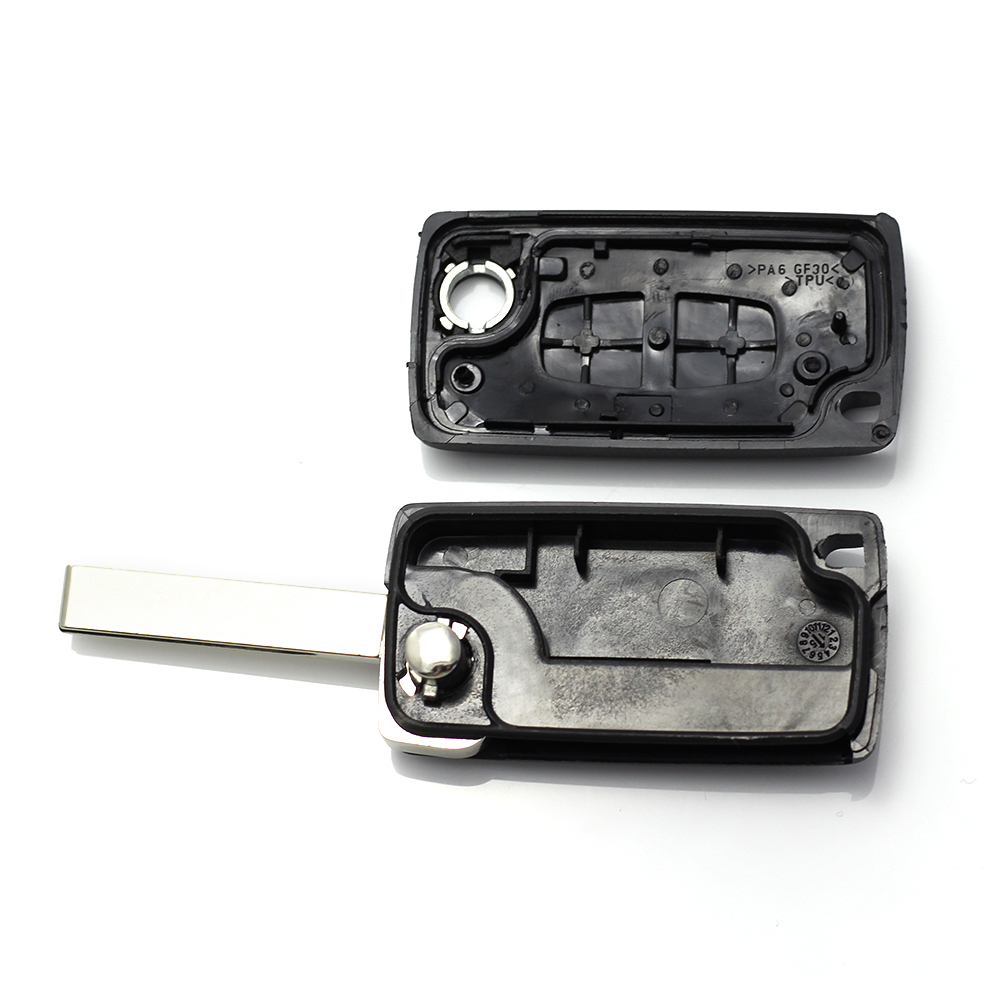Citroen / Peugeot 407 - Carcasa tip cheie briceag cu 2 butoane, lama HU83-SH2 fara suport baterie - imagine 2