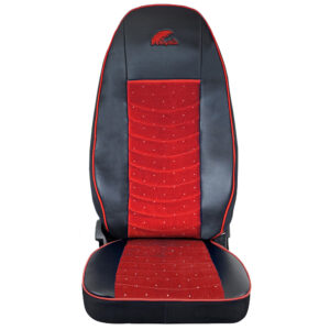HUSE SCAUNE SCANIA SERIA R 2006-2020 PIELE ECOLOGICA NEAGRA + VELVET ROSU