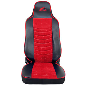HUSE SCAUNE TRUCK PENTRU MAN TGX EURO 6 PIELE ECOLOGICA NEAGRA + VELUR ROSU