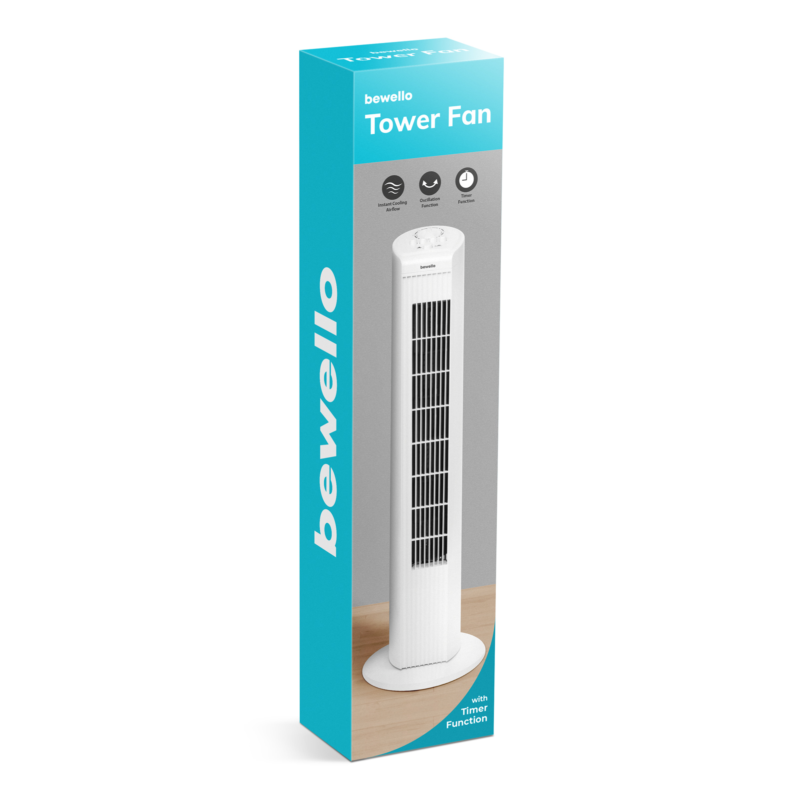 Ventilator coloană - 220-240V, 45 W - alb - imagine 4
