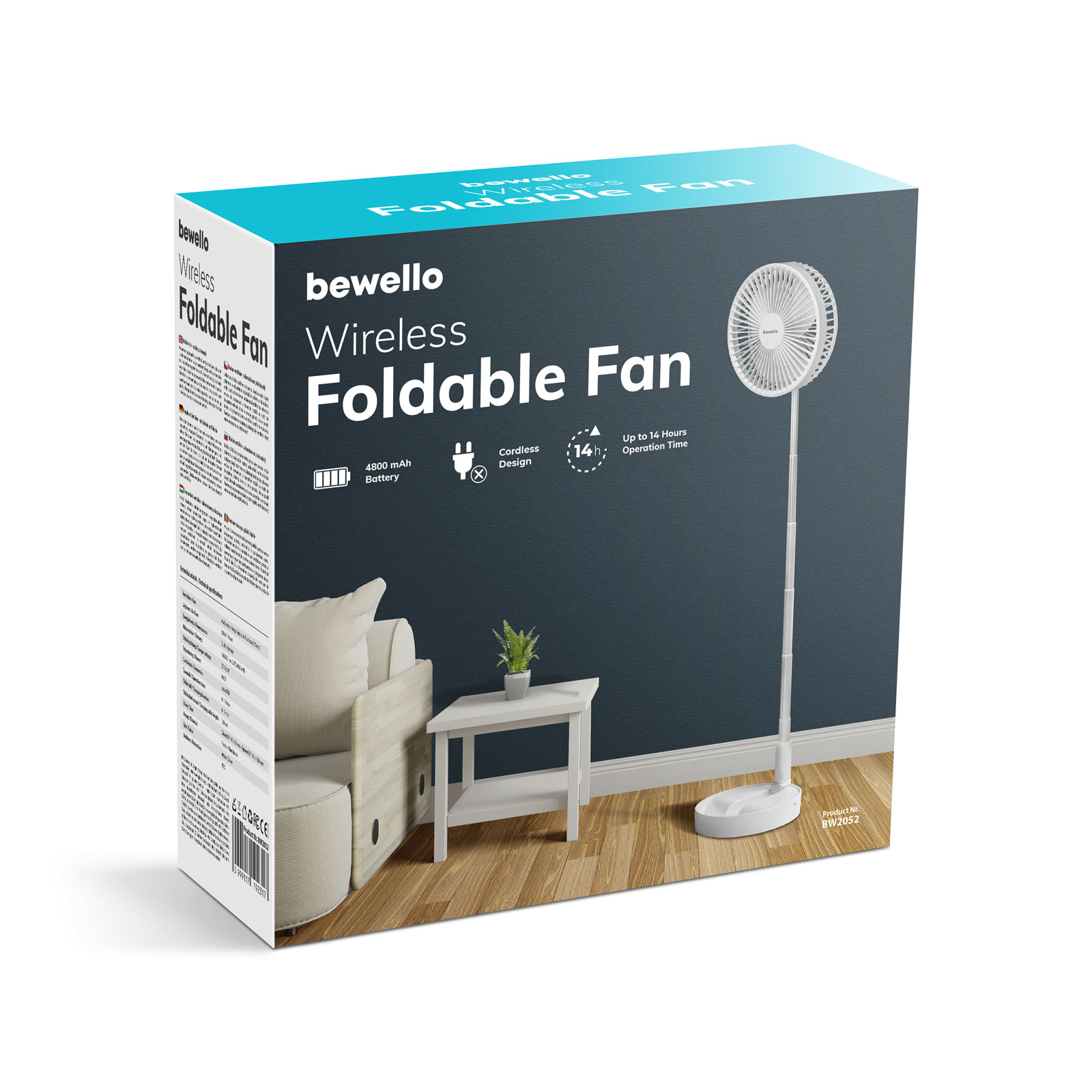 Ventilator pliabil - fără fir, telescopic - 4800 mAh - BEWELLO - imagine 9
