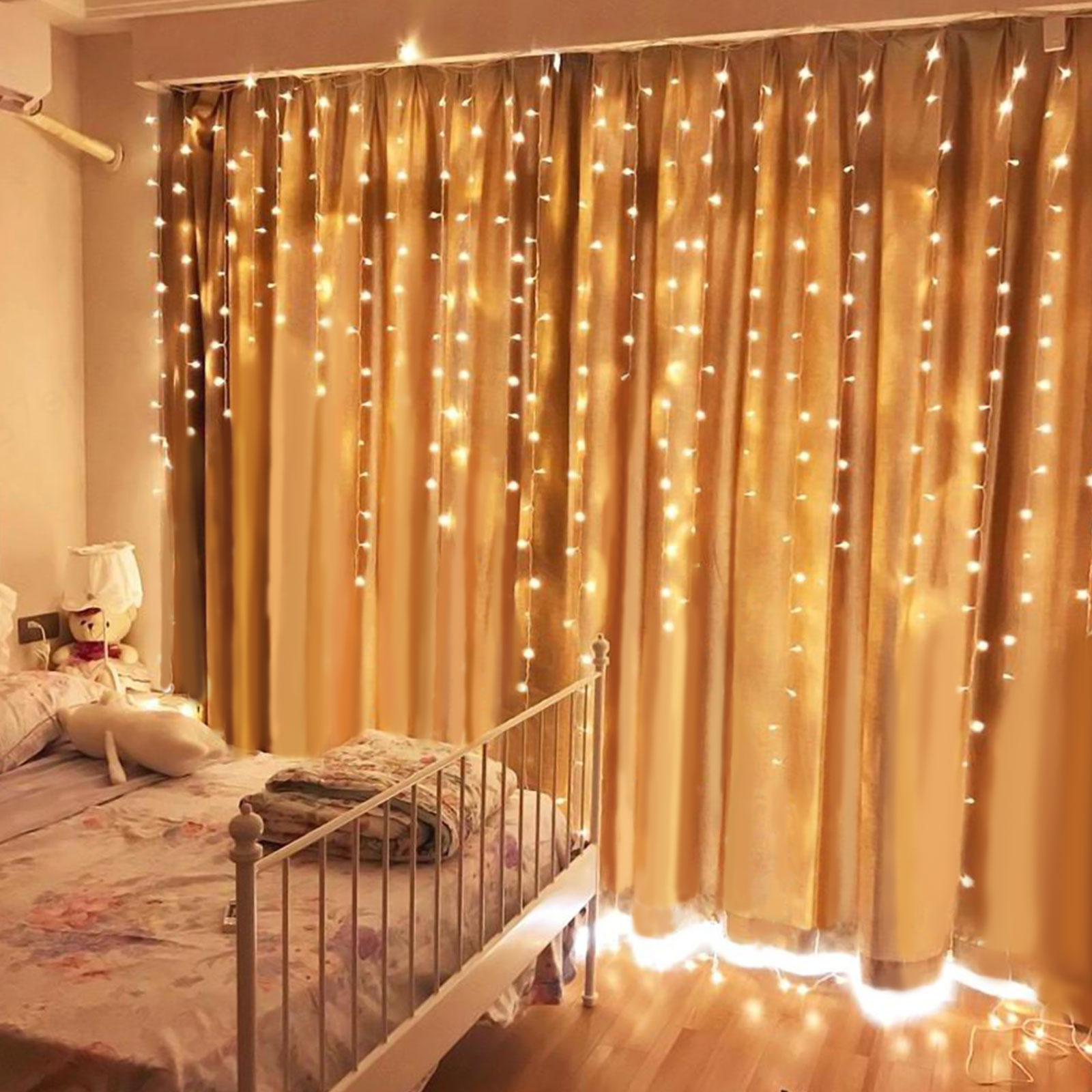 Perdea luminoasă - 100 LEDuri - alb cald - IP44 - 2