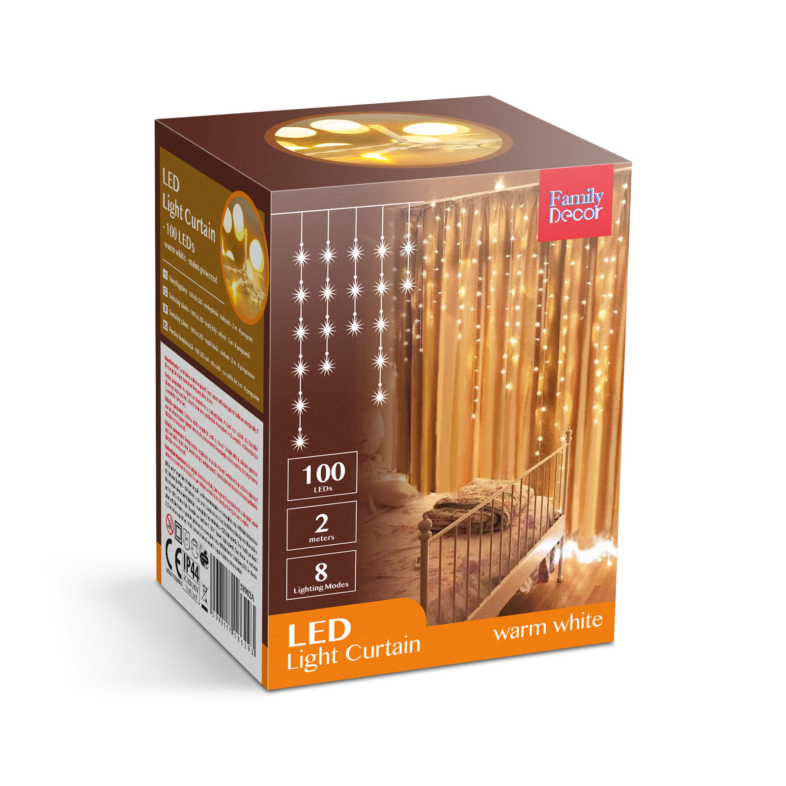Perdea luminoasă - 100 LEDuri - alb cald - IP44 - 2,2 m - 8 programe - imagine 6