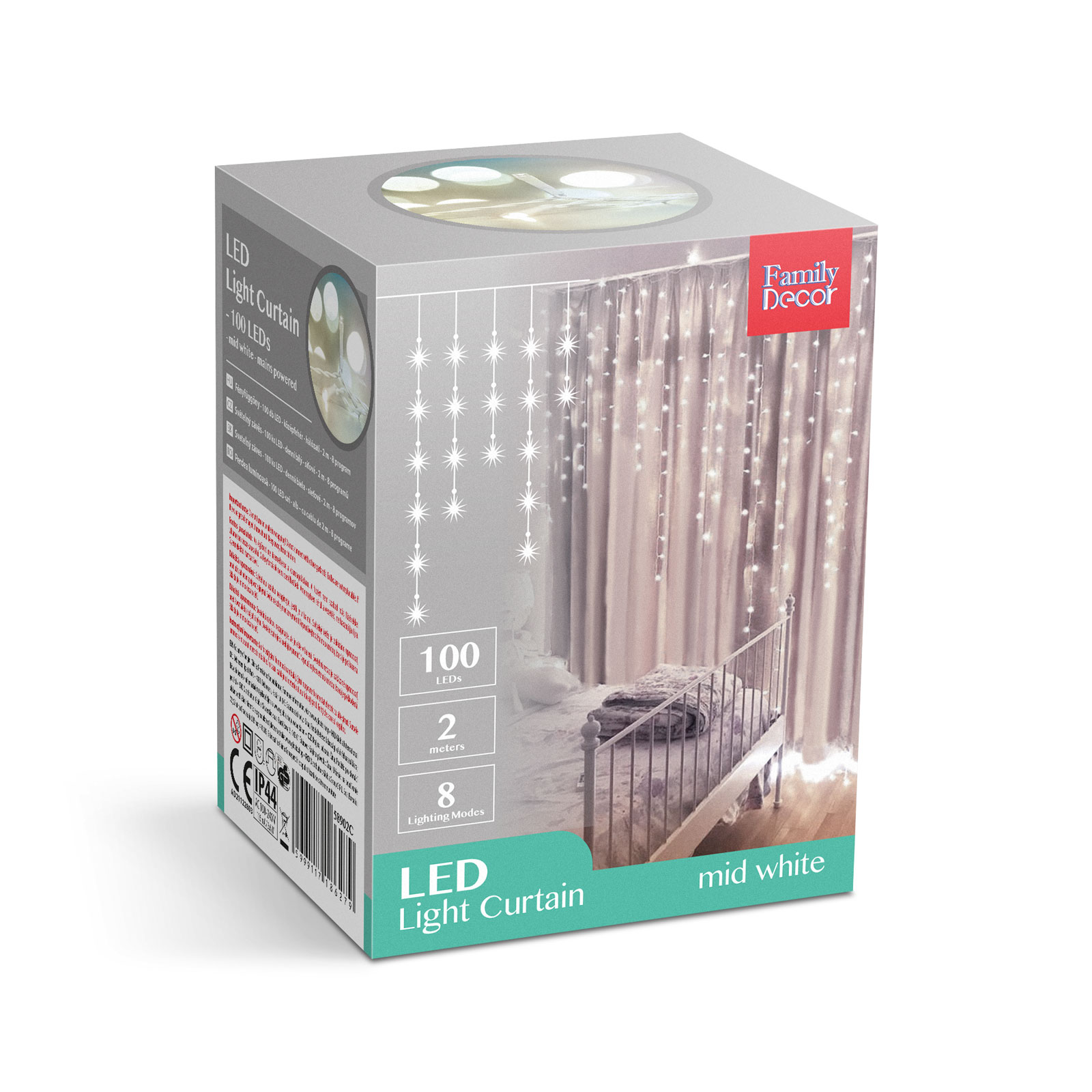 Perdea luminoasă - 100 LEDuri - albă - IP44 - 2,2 m - 8 programe - imagine 6