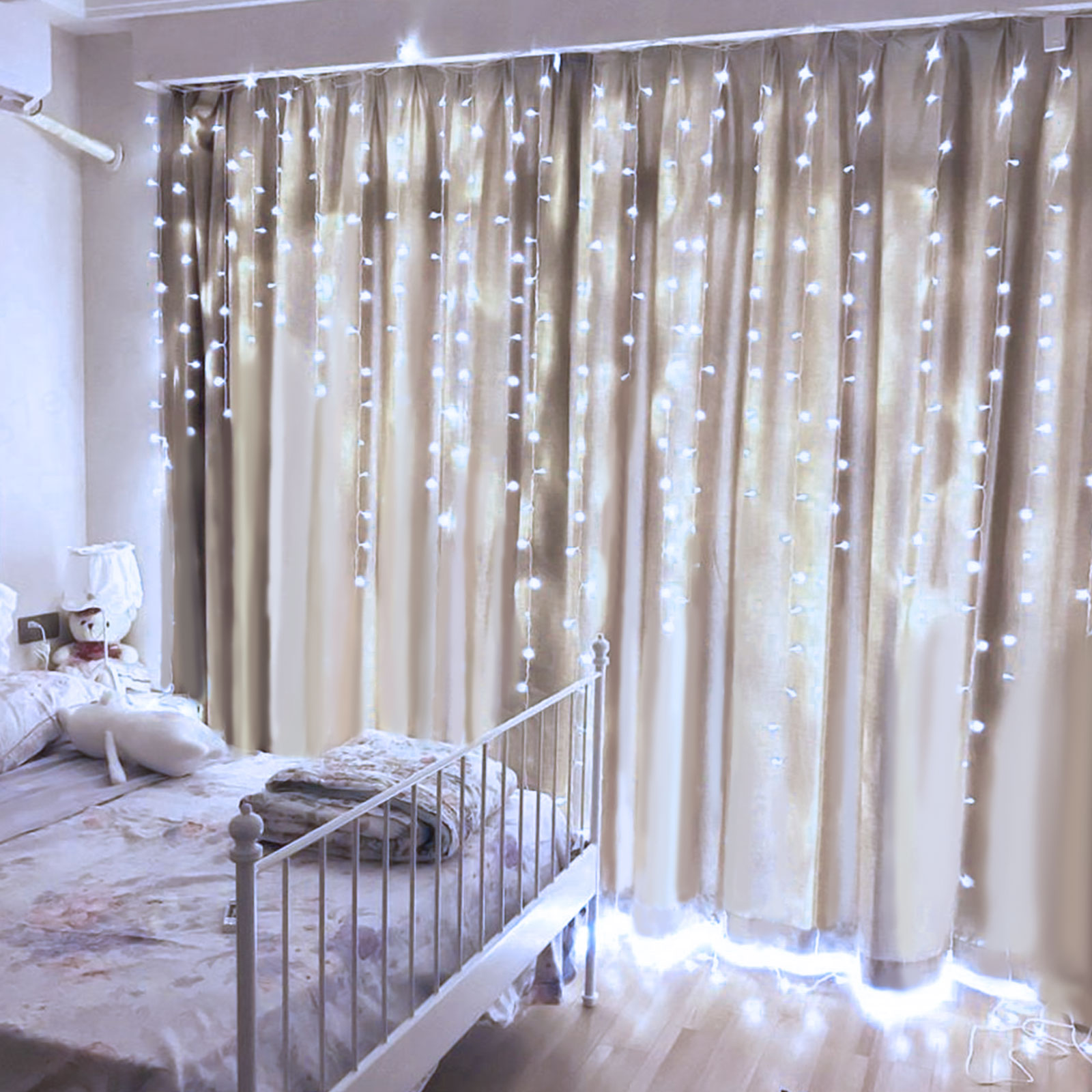 Perdea luminoasă - 100 LEDuri - albă - IP44 - 2