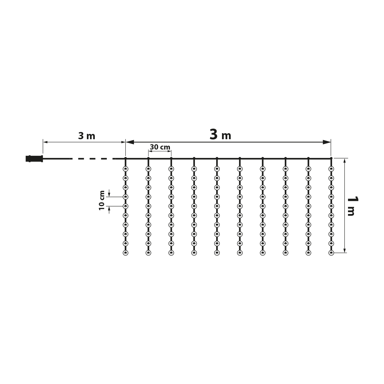 Perdea luminoasă - 100 micro-LEDuri - alb rece - 3 x 1 m - 230V - cu telecomandă - imagine 3