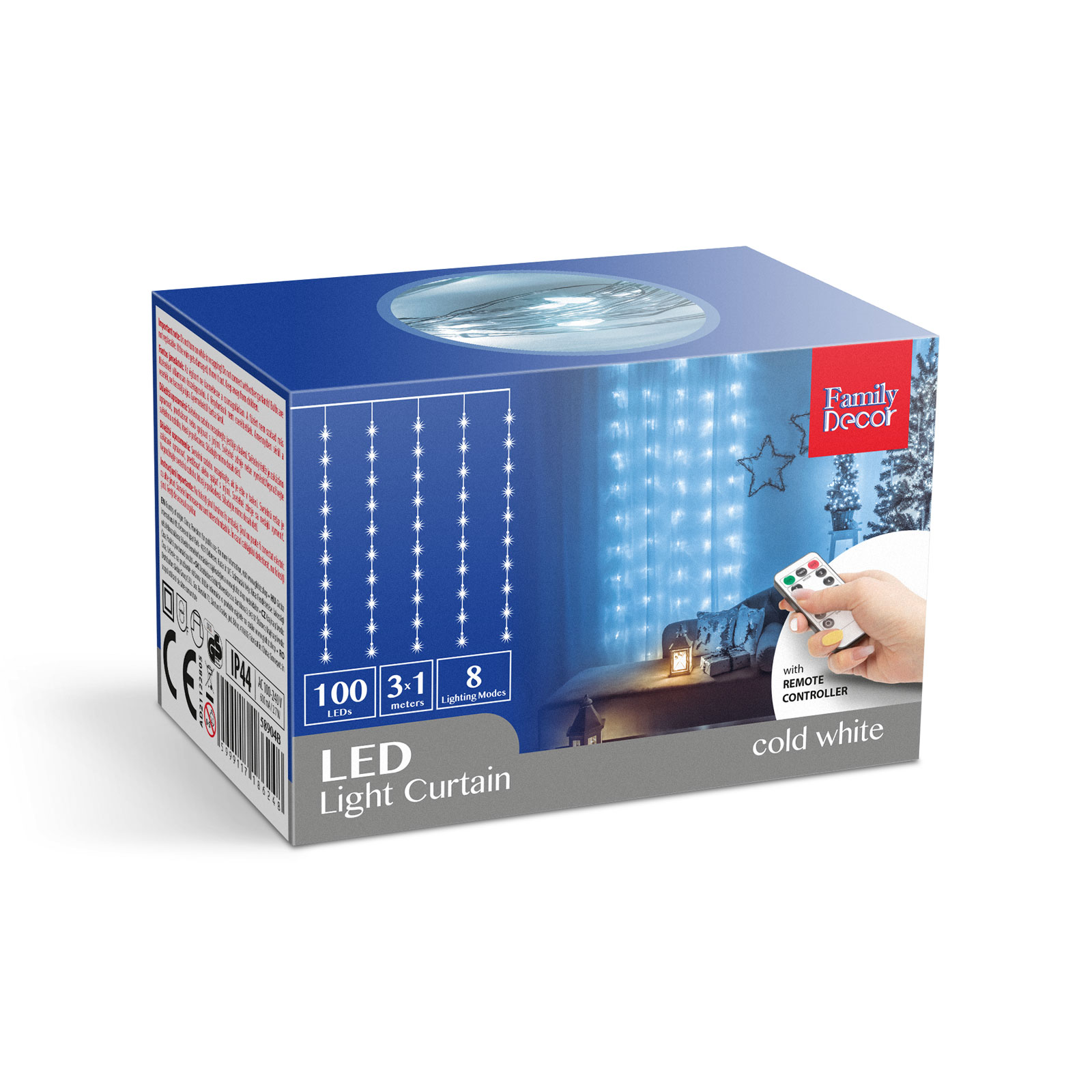 Perdea luminoasă - 100 micro-LEDuri - alb rece - 3 x 1 m - 230V - cu telecomandă - imagine 4