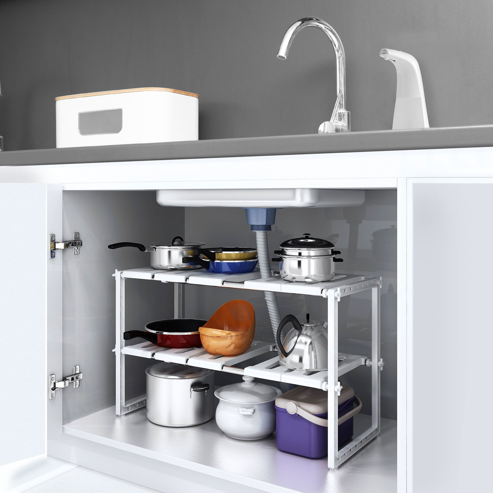 Raft organizator pentru bucătărie - lățime reglabilă - imagine 2